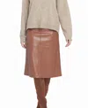 Elle A-line Faux Leather Skirt In Brown