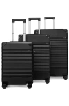 Elle Bville 3 Piece Expandable Retro Spinner Luggage Set In Black