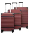 Elle Bville 3-piece Expandable Retro Spinner Luggage Set In Burgundy