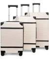 Elle Bville 3-piece Expandable Retro Spinner Luggage Set In Champagne