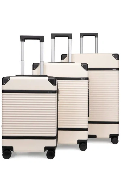 Elle Bville 3 Piece Expandable Retro Spinner Luggage Set In Gold