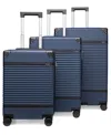 Elle Bville 3-piece Expandable Retro Spinner Luggage Set In Navy