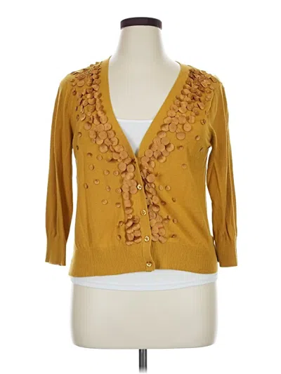 Pre-owned Elle Cardigan Sweater In Gold