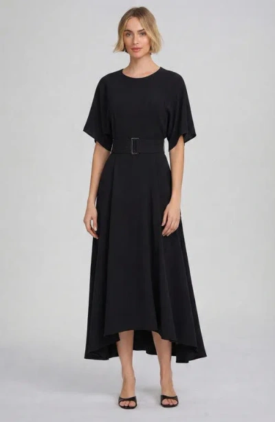 Elle Collection Belted Midi Dress In Black