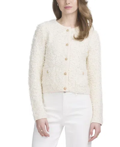 Elle Collection Boucle Cardigan In White
