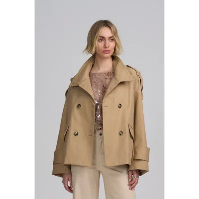 Elle Collection Cropped Trench In Burgundy