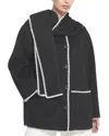 Elle Collection Detachable Scarf Coat In Black