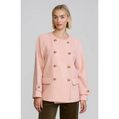 Elle Collection Double Breasted Melton Coat In Pink
