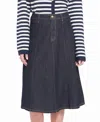 Elle Collection Elle Denim Midi Skirt In Blue