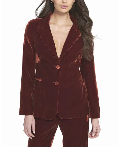 Elle Collection Velvet Blazer Jacket In Brown