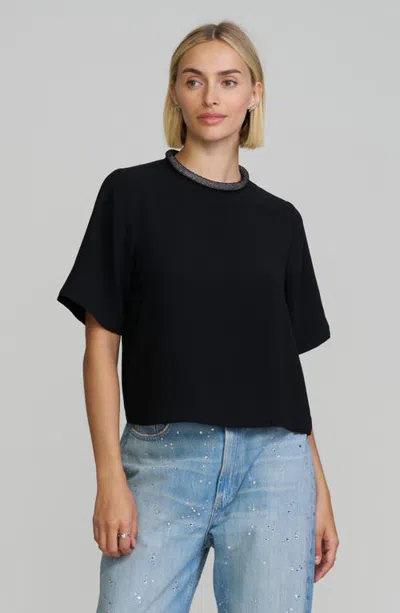Elle Collection Embellished Neckline Top In Black