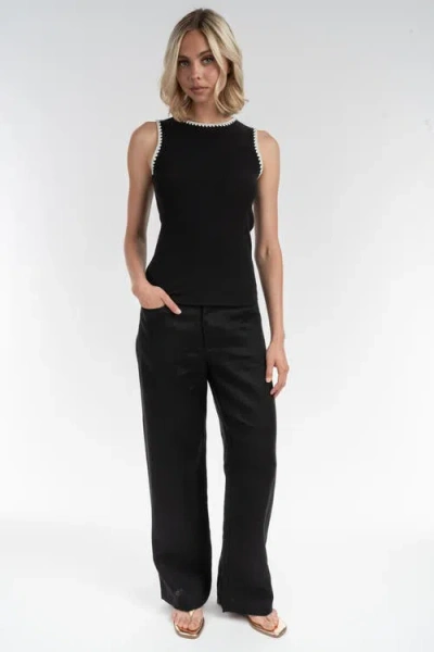 Elle Collection Embroidered Tank Top In Black