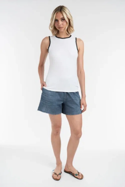 Elle Collection Embroidered Tank Top In White