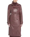 Elle Collection Faux Leather Trench Coat In Purple