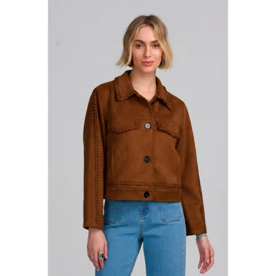Elle Collection Faux Suede Jacket In Brown