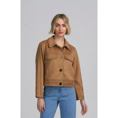 Elle Collection Faux Suede Jacket In Brown