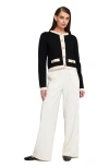 Elle Collection Fine Gauage Light Weight Framed Cardigan Sweater In Multi