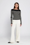 Elle Collection Fine Gauge Light Weight Striped Sweater In Multi