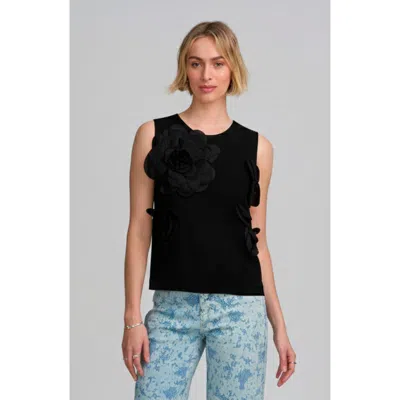 Elle Collection Floral Applique Shell In Black