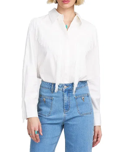 Elle Collection Fringe Shirt In White