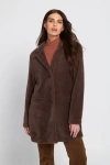 Elle Collection Fuzzy Knit Coat Teddy In Brown