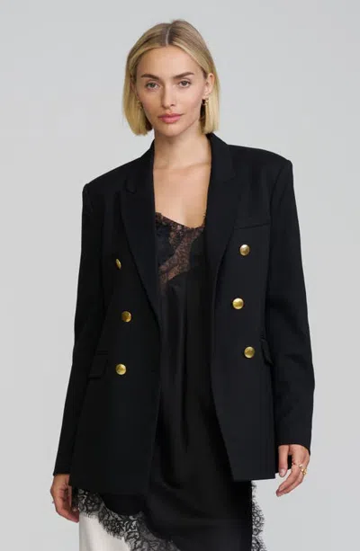 Elle Collection Gold-button Double-breasted Blazer In Black
