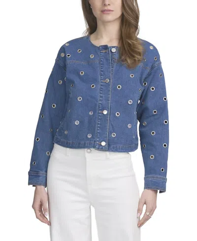 Elle Collection Grommet Jacket In Blue