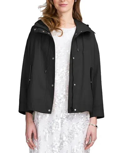 Elle Collection Hooded Cropped Parka Jacket In Black