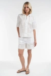 Elle Collection Lace Insert Everyday Blouse In White