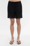 Elle Collection Lace Insert Pull-on Shorts In Black