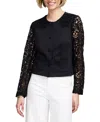 Elle Collection Lace Satin Jacket In Black