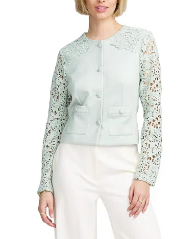 Elle Collection Lace Satin Jacket In Multi