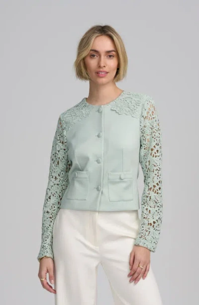 Elle Collection Lace Satin Jacket In Multi