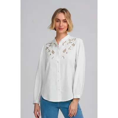Elle Collection Lace Yoke Shirt In White