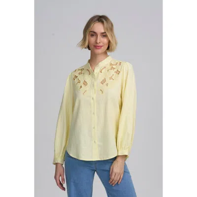 Elle Collection Lace Yoke Shirt In Yellow