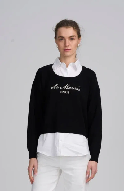 Elle Collection Le Marais Twofer Sweater In Black