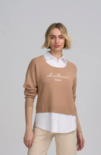 Elle Collection Le Marais Twofer Sweater In Brown
