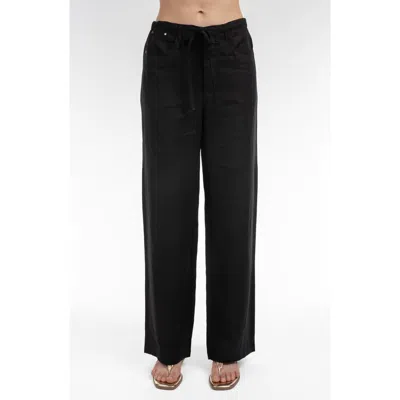 Elle Collection Linen Drawcord Pant In Black