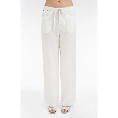 Elle Collection Linen Drawcord Pant In White