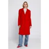 Elle Collection Melton Coat With Printed Lining Trench In Red