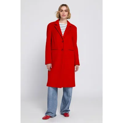 ELLE COLLECTION ELLE COLLECTION MELTON COAT WITH PRINTED LINING TRENCH