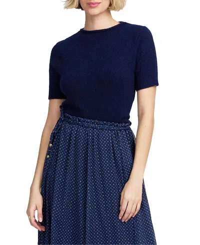 Elle Collection Moss Yarn Shell Sweater In Blue