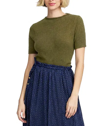 Elle Collection Moss Yarn Shell Sweater In Green