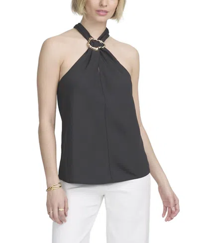 Elle Collection Moven Halter Hardware Top In Black