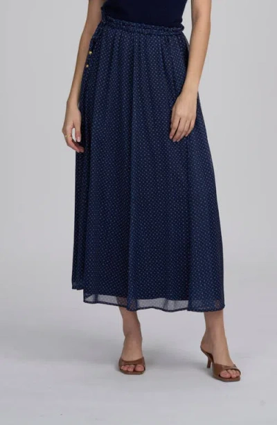 Elle Collection Printed Chiffon Skirt In Blue