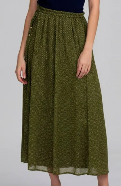 Elle Collection Printed Chiffon Skirt In Green