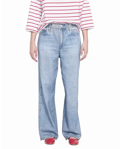 ELLE COLLECTION PRINTED DENIM ON LIGHTWEIGHT FRENCH TERRY IN MEDIUM WASH