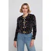 Elle Collection Sequin Cropped Jacket Biker In Black