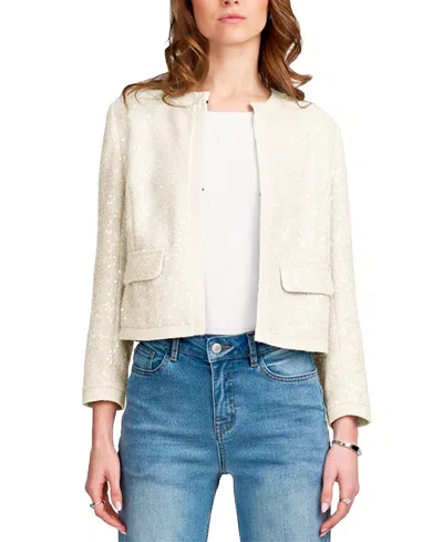 Elle Collection Sequin Jacket In White