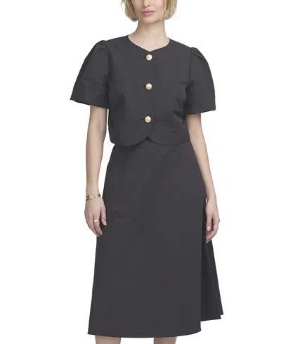 Elle Collection Shirred Sleeve Top In Black